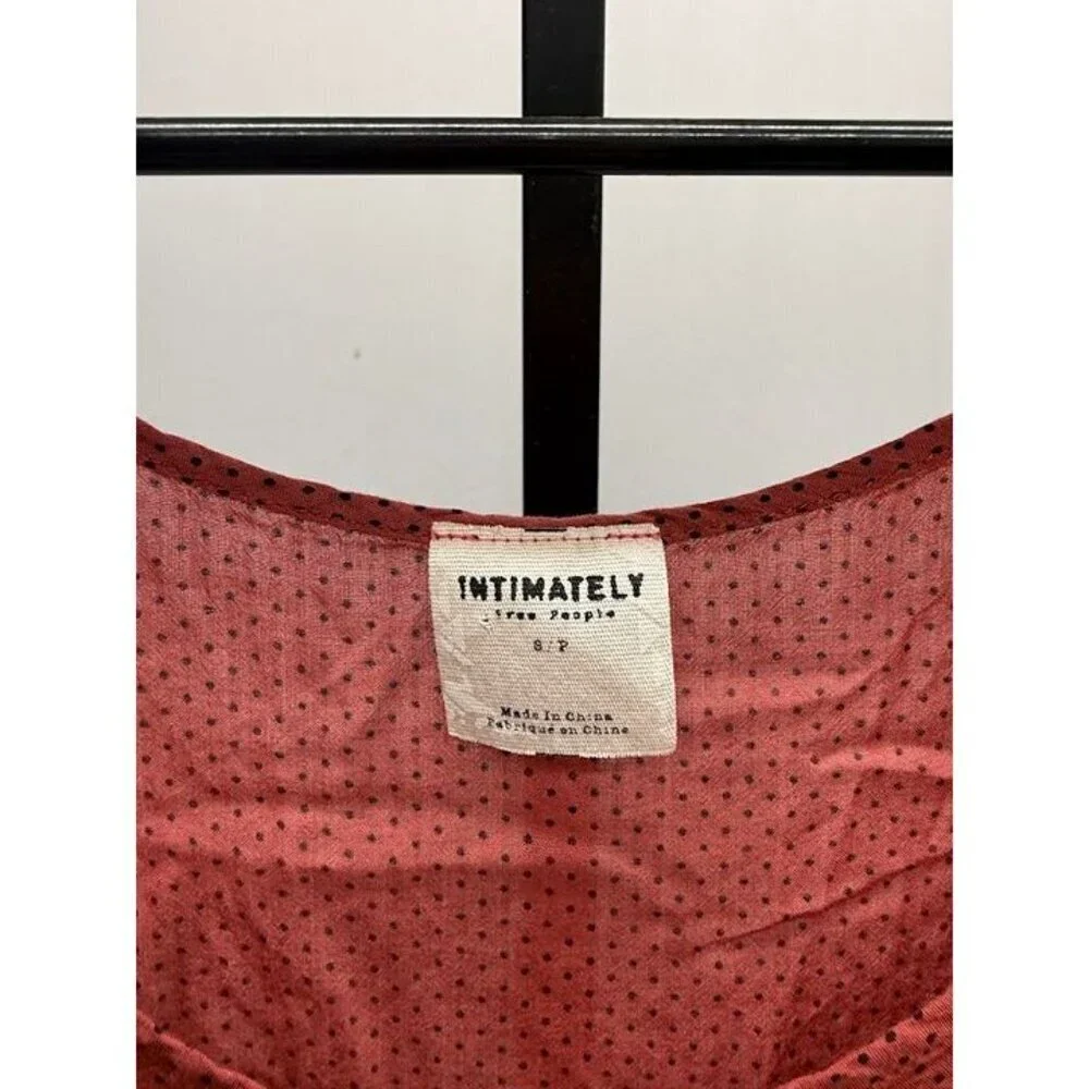 Free People Intimately Voile Lace Trapeze Slip Red Combo